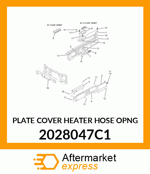 PLATE COVER HEATER HOSE OPNG 2028047C1