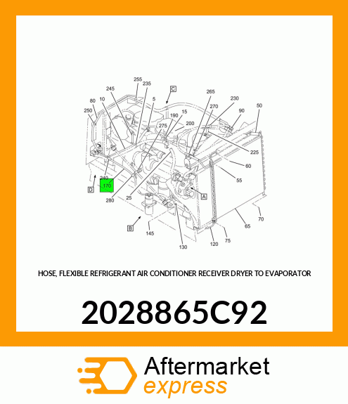 HOSE, FLEXIBLE REFRIGERANT AIR CONDITIONER RECEIVER DRYER TO EVAPORATOR 2028865C92