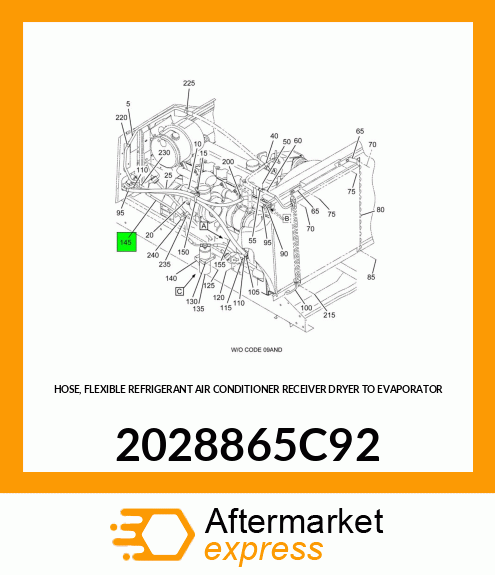 HOSE, FLEXIBLE REFRIGERANT AIR CONDITIONER RECEIVER DRYER TO EVAPORATOR 2028865C92