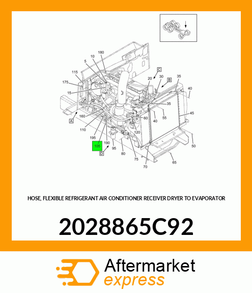 HOSE, FLEXIBLE REFRIGERANT AIR CONDITIONER RECEIVER DRYER TO EVAPORATOR 2028865C92