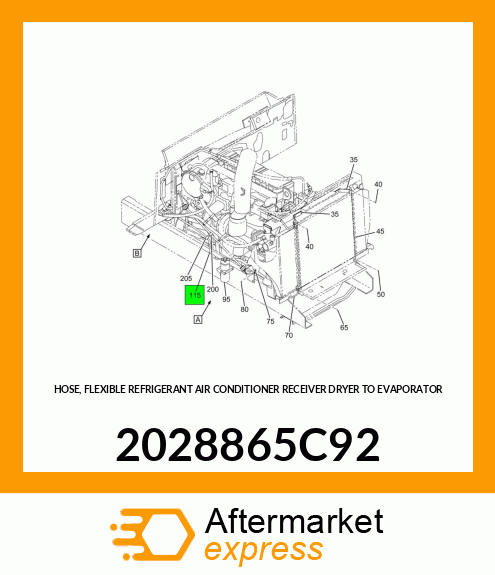 HOSE, FLEXIBLE REFRIGERANT AIR CONDITIONER RECEIVER DRYER TO EVAPORATOR 2028865C92