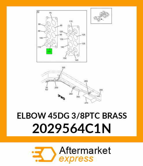 ELBOW 45DG 3/8PTC BRASS 2029564C1N