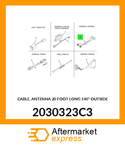 CABLE, ANTENNA 20 FOOT LONG 140" OUTSIDE 2030323C3