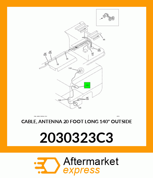 CABLE, ANTENNA 20 FOOT LONG 140" OUTSIDE 2030323C3