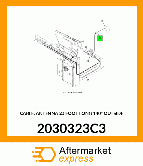 CABLE, ANTENNA 20 FOOT LONG 140" OUTSIDE 2030323C3