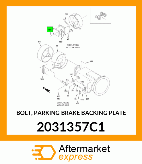 BOLT, PARKING BRAKE BACKING PLATE 2031357C1