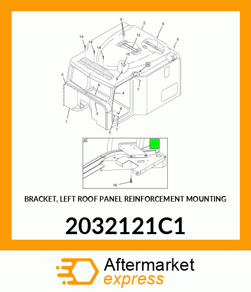 BRACKET, LEFT ROOF PANEL REINFORCEMENT MOUNTING 2032121C1