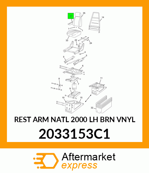 REST ARM NATL 2000 LH BRN VNYL 2033153C1