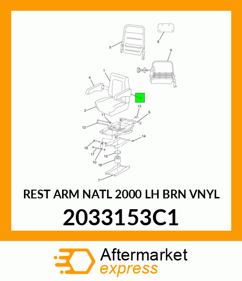 REST ARM NATL 2000 LH BRN VNYL 2033153C1