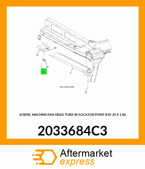 SCREW, MACHINE PAN HEAD TORX W/LOCATOR POINT #10-24 X 1.86" 2033684C3