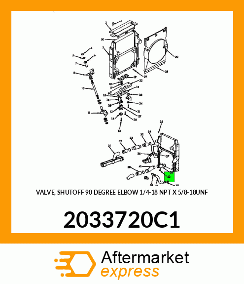 VALVE, SHUTOFF 90 DEGREE ELBOW 1/4"-18 NPT X 5/8"-18UNF 2033720C1