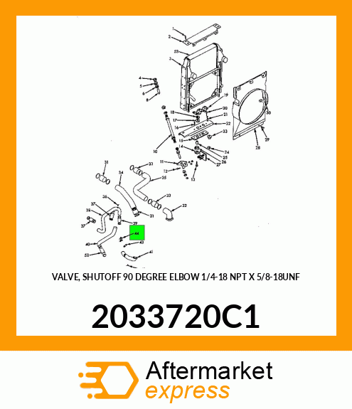 VALVE, SHUTOFF 90 DEGREE ELBOW 1/4"-18 NPT X 5/8"-18UNF 2033720C1