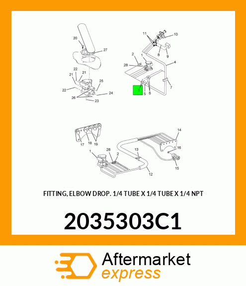FITTING, ELBOW DROP 1/4" TUBE X 1/4" TUBE X 1/4" NPT 2035303C1