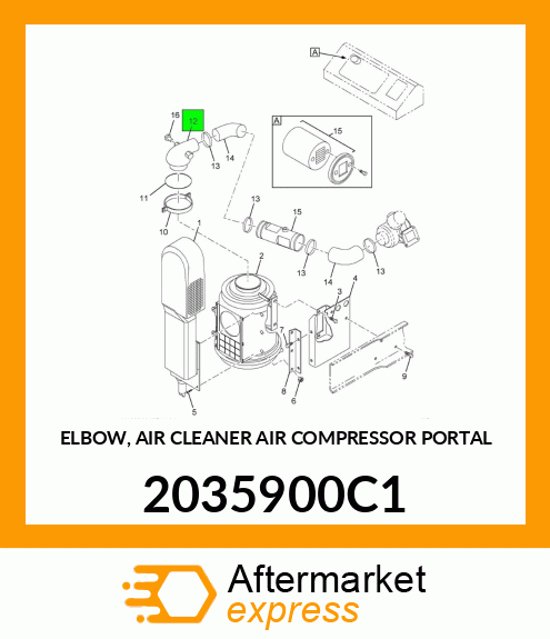 ELBOW, AIR CLEANER AIR COMPRESSOR PORTAL 2035900C1