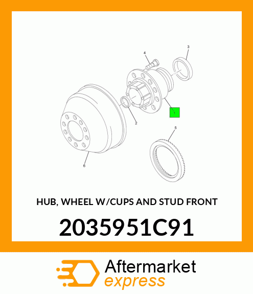 HUB, WHEEL W/CUPS AND STUD FRONT 2035951C91