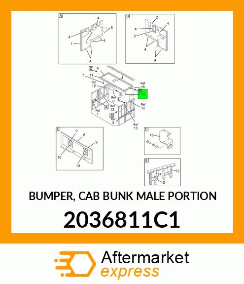 BUMPER, CAB BUNK MALE PORTION 2036811C1
