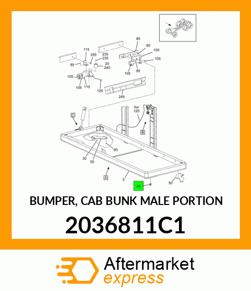 BUMPER, CAB BUNK MALE PORTION 2036811C1