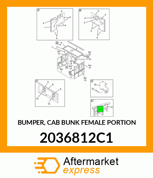 BUMPER, CAB BUNK FEMALE PORTION 2036812C1