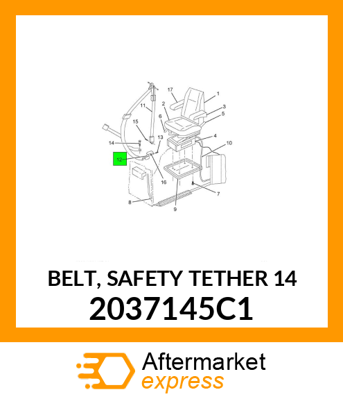 BELT, SAFETY TETHER 14" 2037145C1