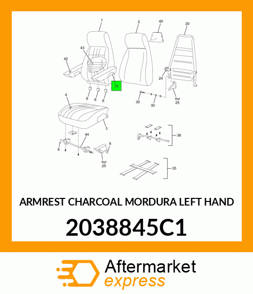 ARMREST CHARCOAL MORDURA LEFT HAND 2038845C1