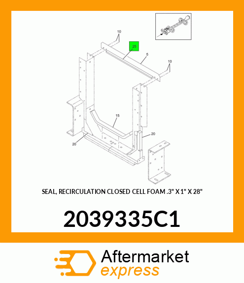 SEAL, RECIRCULATION CLOSED CELL FOAM .3" X 1" X 28" 2039335C1