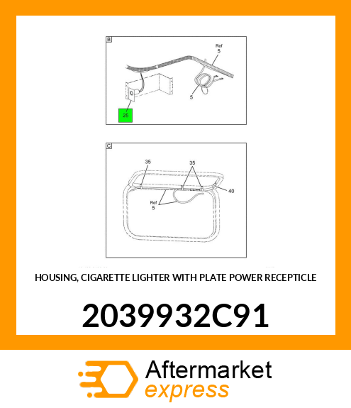 HOUSING, CIGARETTE LIGHTER WITH PLATE POWER RECEPTICLE 2039932C91