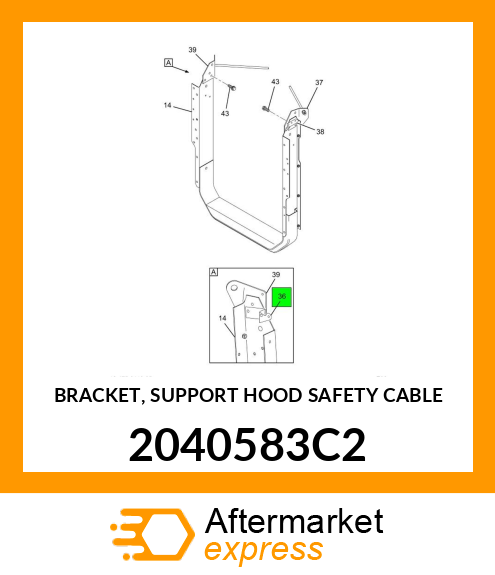BRACKET, SUPPORT HOOD SAFETY CABLE 2040583C2