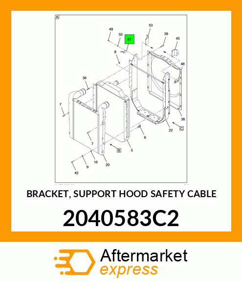 BRACKET, SUPPORT HOOD SAFETY CABLE 2040583C2
