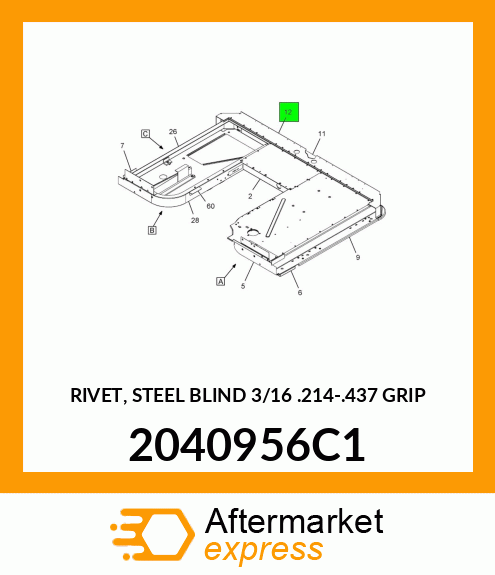 RIVET, STEEL BLIND 3/16" .214-.437 GRIP 2040956C1