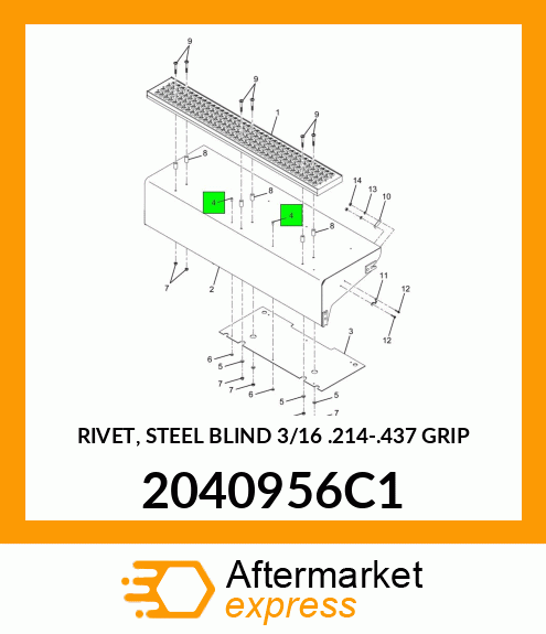 RIVET, STEEL BLIND 3/16" .214-.437 GRIP 2040956C1