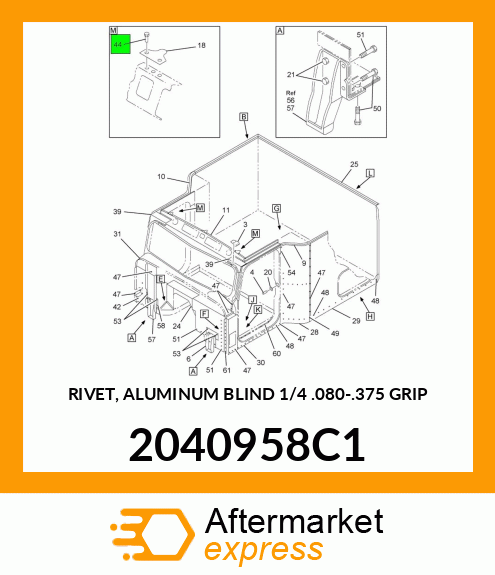 RIVET, ALUMINUM BLIND 1/4" .080-.375 GRIP 2040958C1