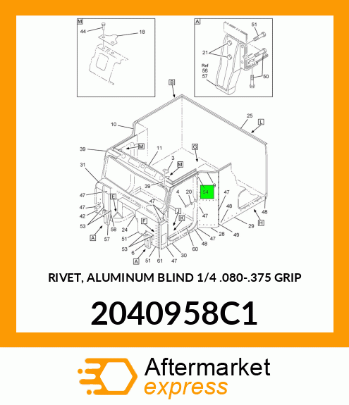 RIVET, ALUMINUM BLIND 1/4" .080-.375 GRIP 2040958C1