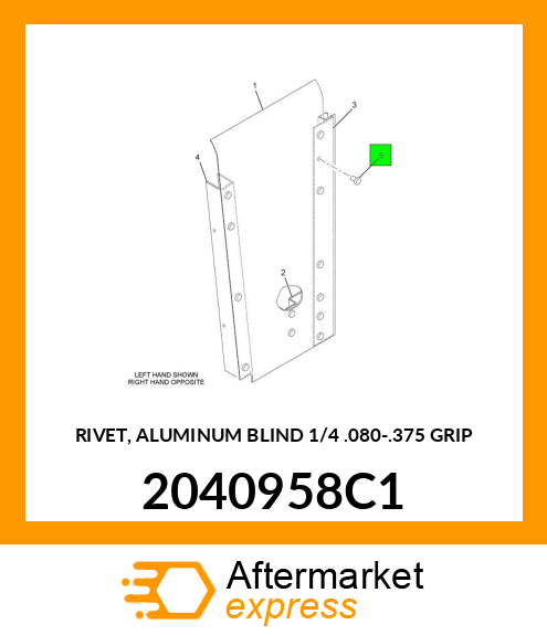 RIVET, ALUMINUM BLIND 1/4" .080-.375 GRIP 2040958C1