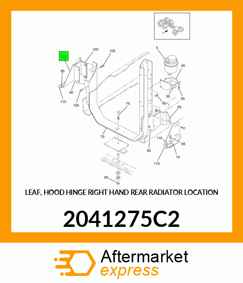 LEAF, HOOD HINGE RIGHT HAND REAR RADIATOR LOCATION 2041275C2