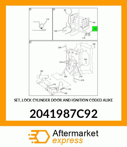 SET, LOCK CYLINDER DOOR AND IGNITION CODED ALIKE 2041987C92