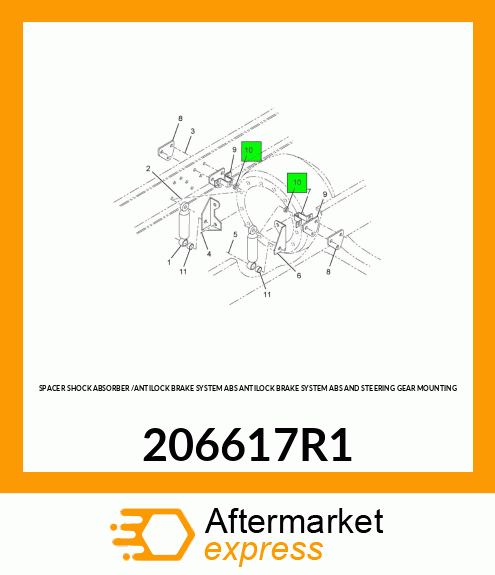 SPACER SHOCK ABSORBER /ANTILOCK BRAKE SYSTEM ABS ANTILOCK BRAKE SYSTEM ABS AND STEERING GEAR MOUNTING 206617R1