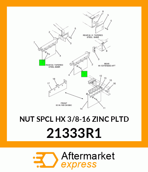 NUT SPCL HX 3/8-16 ZINC PLTD 21333R1