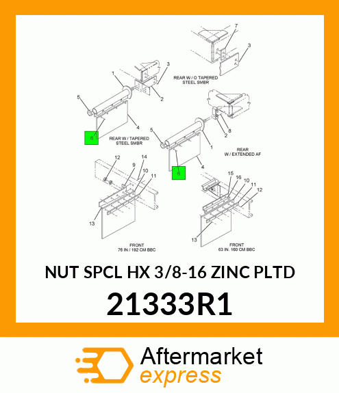 NUT SPCL HX 3/8-16 ZINC PLTD 21333R1