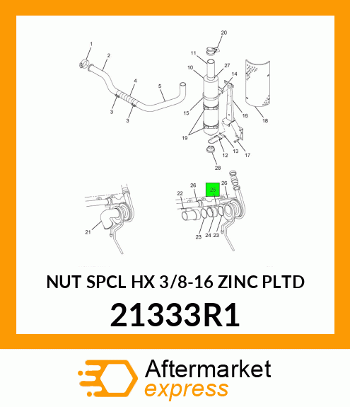 NUT SPCL HX 3/8-16 ZINC PLTD 21333R1