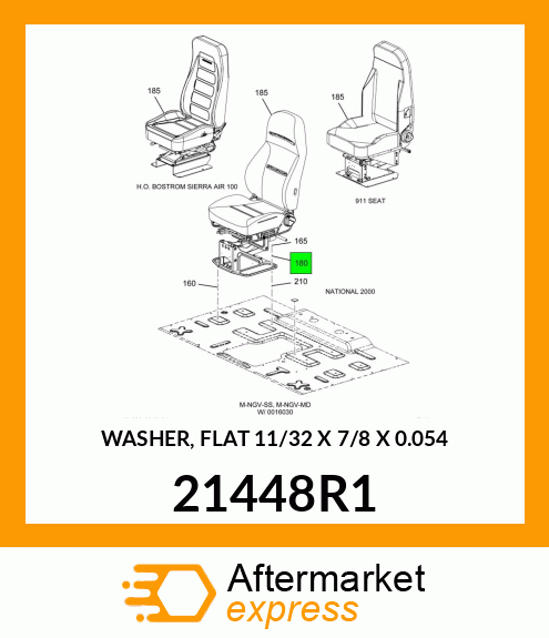 WASHER, FLAT 11/32" X 7/8" X 0.054" 21448R1