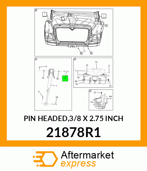 PIN HEADED,3/8 X 2.75 INCH 21878R1