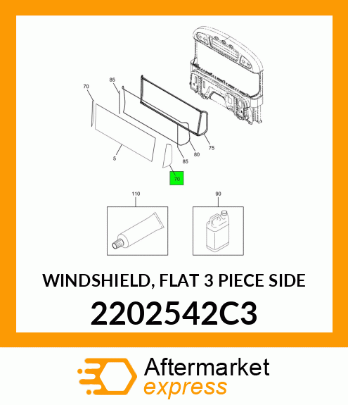 WINDSHIELD, FLAT 3 PIECE SIDE 2202542C3