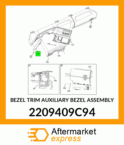 BEZEL TRIM AUXILIARY BEZEL ASSEMBLY 2209409C94