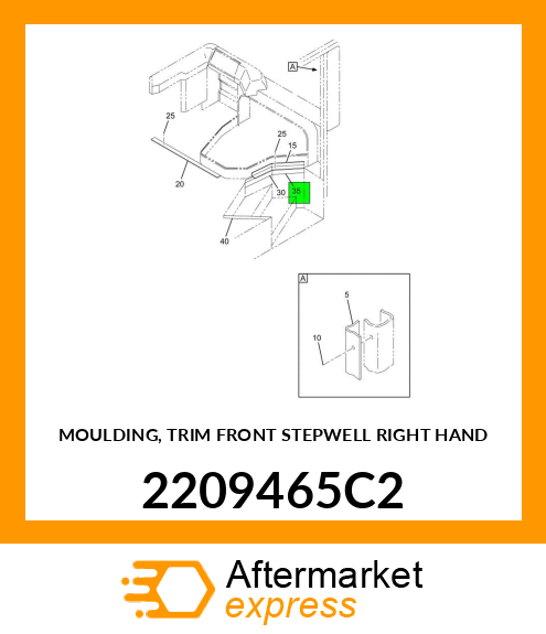 MOULDING, TRIM FRONT STEPWELL RIGHT HAND 2209465C2