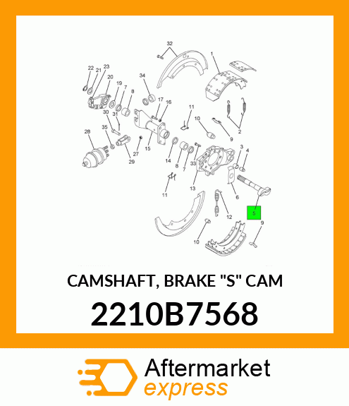 CAMSHAFT, BRAKE "S" CAM 2210B7568