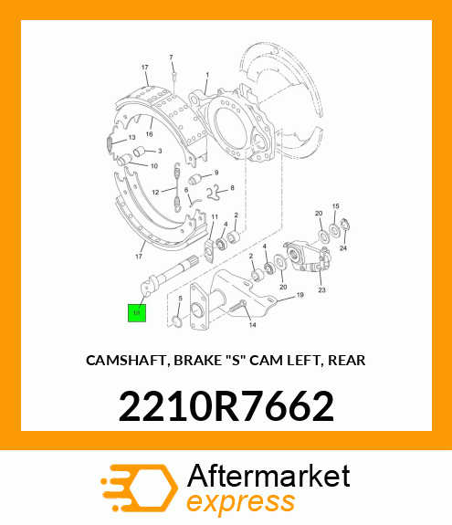 CAMSHAFT, BRAKE "S" CAM LEFT, REAR 2210R7662