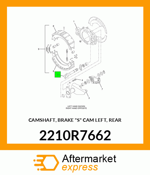 CAMSHAFT, BRAKE "S" CAM LEFT, REAR 2210R7662