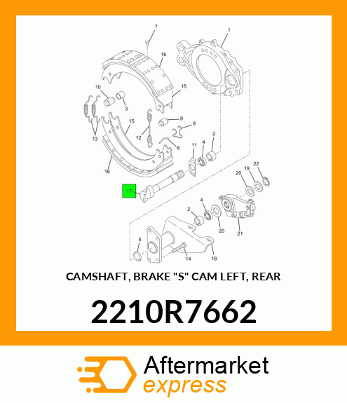 CAMSHAFT, BRAKE "S" CAM LEFT, REAR 2210R7662