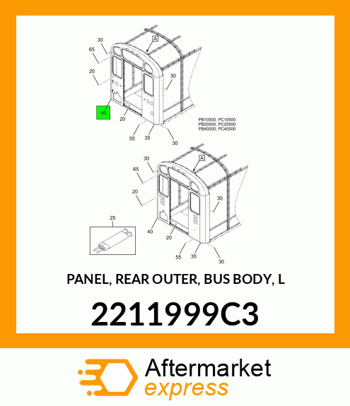 PANEL, REAR OUTER, BUS BODY, L 2211999C3