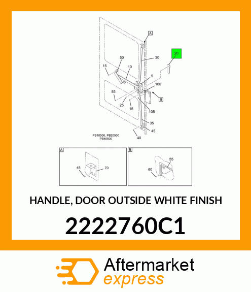 HANDLE, DOOR OUTSIDE WHITE FINISH 2222760C1